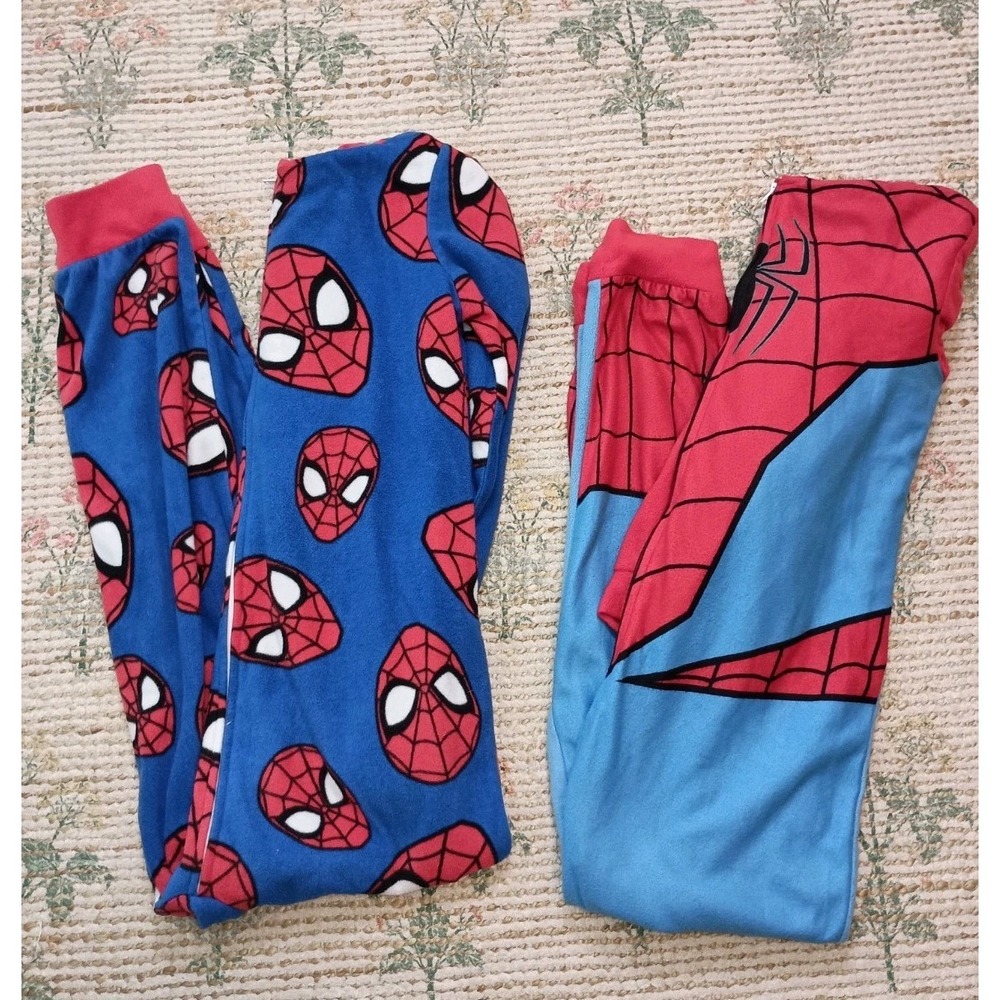 Marvel Spider-Man Fleece One-Piece Pajama Zip-Ups Bundle Kids 10/12‎ & 12/14
